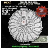 10x 1963 $2 Red Seal United States Note Grades AU/