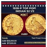1928-p Gold Indian Quarter Eagle TOP POP! $2 1/2 m