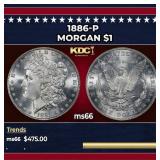 1886-p Morgan Dollar $1 Grades ms66