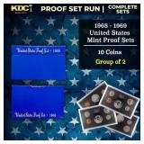Group of 2 United States Mint Proof Sets 1968-1969