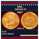 1906 Indian Cent . 1c Grades ms64 rd
