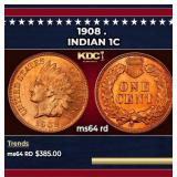 1908 Indian Cent . 1c Grades ms64 rd