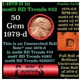BU Shotgun Lincoln 1c roll, 1979-d 50 pcs Bank Wra