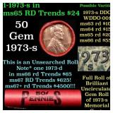 BU Shotgun Lincoln 1c roll, 1973-s 50 pcs Bank Wra