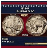 1915-p Buffalo Nickel 5c Grades ms65