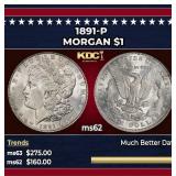 1891-p Morgan Dollar $1 Grades ms62