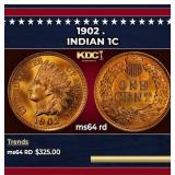 1902 Indian Cent . 1c Grades ms64 rd