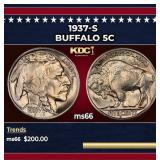 1937-s Buffalo Nickel 5c Grades ms66