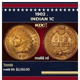 1902 Indian Cent . 1c ms66 rd SEGS