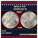 1878-p 7tf Morgan Dollar $1 Grades ms65