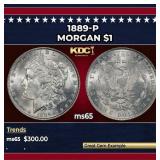 1889-p Morgan Dollar $1 Grades ms65