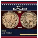 1916-p Buffalo Nickel 5c ms66 SEGS