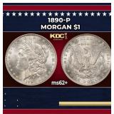 1890-p Morgan Dollar $1 Grades ms62+