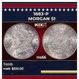 1883-p Morgan Dollar $1 Grades ms66