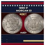 1890-p Morgan Dollar $1 Grades ms63+