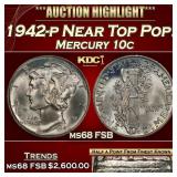 1942-p Mercury Dime Near Top Pop! 10c ms68 FSB SEG