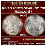 1891-s Morgan Dollar Toned Near Top Pop $1 ms67 SE