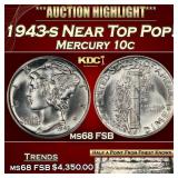 1943-s Mercury Dime Near Top Pop! 10c ms68 FSB SEG