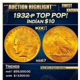 1932-p Gold Indian Eagle TOP POP! $10 ms67 SEGS