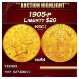 1905-p Gold Liberty Double Eagle $20 ms64 SEGS
