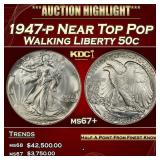 1947-p Walking Liberty Half Dollar Near Top Pop 50