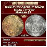 1886-p Morgan Dollar Colorfully Toned Near Top Pop