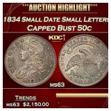 1834 Small Date Small Letters Capped Bust Half Dol