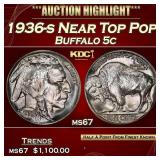 1936-s Buffalo Nickel Near Top Pop 5c ms67 SEGS