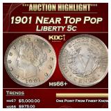 1901 Liberty Nickel Near Top Pop 5c ms66+ SEGS