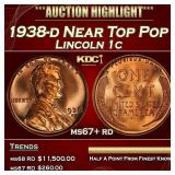 1938-d Lincoln Cent Near Top Pop 1c ms67+ rd SEGS