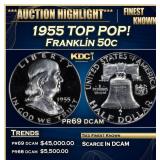 1955 Proof Franklin Half Dollar TOP POP! 50c pr69