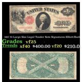 1917 $1 Large Size Legal Tender Note Grades vf+ Si