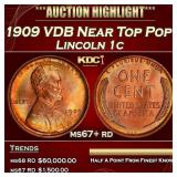 1909 VDB Lincoln Cent Near Top Pop! 1c ms67+ rd SE