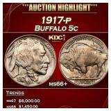 1917-p Buffalo Nickel 5c ms66+ SEGS