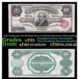 1891 $10 Red Seal Silver Certificate "Tombstone" G