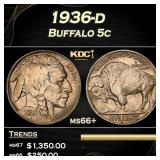 1936-d Buffalo Nickel 5c Grades ms66+