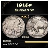 1914-p Buffalo Nickel 5c Grades ms64