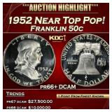 1952 Proof Franklin Half Dollar Near Top Pop! 50c