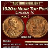 1920-d Lincoln Cent Near Top Pop! 1c ms66 rd SEGS