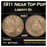1911 Liberty Nickel Near Top Pop 5c ms66 SEGS
