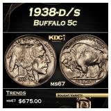 1938-d/s Buffalo Nickel 5c ms67 SEGS
