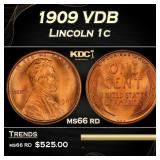 1909 VDB Lincoln Cent 1c Grades ms66 rd