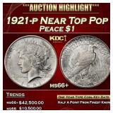 1921-p Peace Dollar Near Top Pop $1 ms66+ SEGS