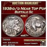 1938-d/d Buffalo Nickel Near Top Pop 5c ms67+ SEGS