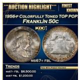 1956-p Franklin Half Dollar Colorfully Toned TOP P