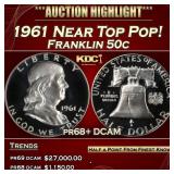 1961 Proof Franklin Half Dollar Near Top Pop! 50c