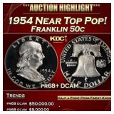 1954 Proof Franklin Half Dollar Near Top Pop! 50c