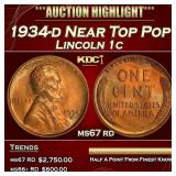 1934-d Lincoln Cent Near Top Pop 1c ms67 rd SEGS
