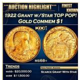 1922 Grant w/Star Gold Commem Dollar TOP POP! 1 ms