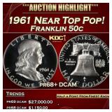1961 Proof Franklin Half Dollar Near Top Pop! 50c